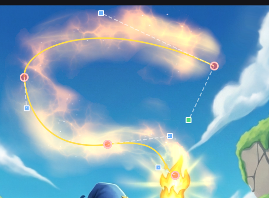 Path mode — Bezier spline with per-point width chips and tangent handles
